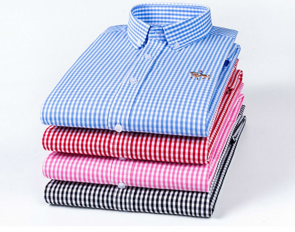 Quality 100% COTTON Men Dress Shirt Button Down Excellent Comfortable Slim Fit Button Collar Business Mens Casual Shirts Tops