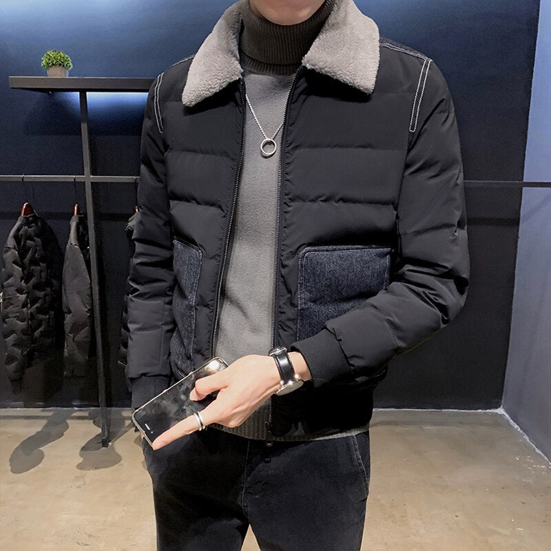 Men's  Jacket new style men's fashion casual high-end Slim brand thick down cotton coats S-5XL