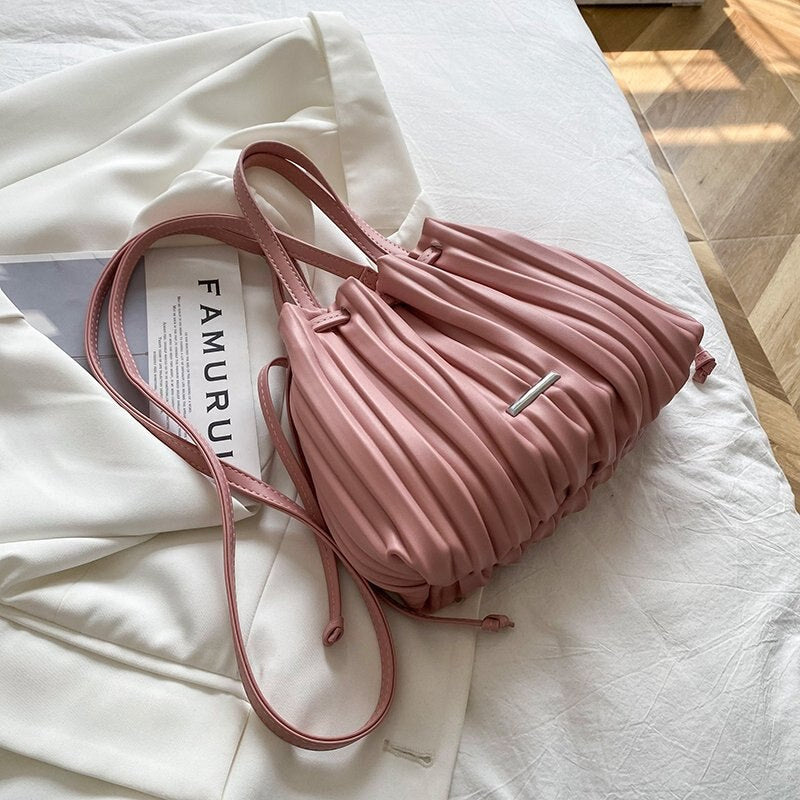 Luxury Branded Designer Shoulder Bags for Women 2021 Summer Female Fashion Bucket Bag Small Totes Handbags Purses Drawstring