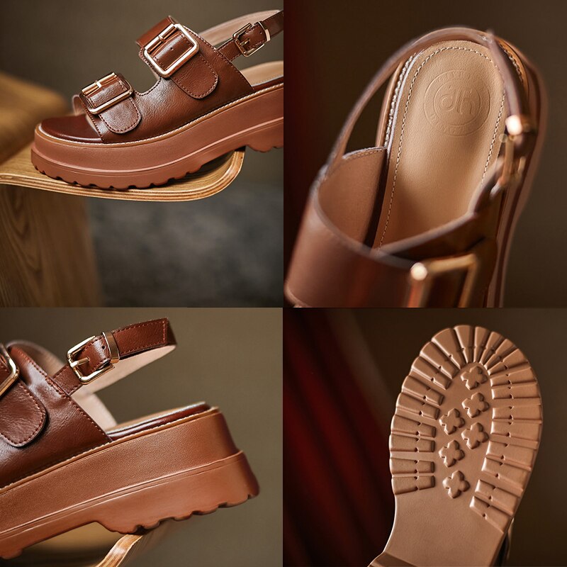 New Sheepskin Womens Shoes Casual Matte Shoes for Women Sandals Fashion Handmade Summer Flat Shoes Platform Sandals Slippers