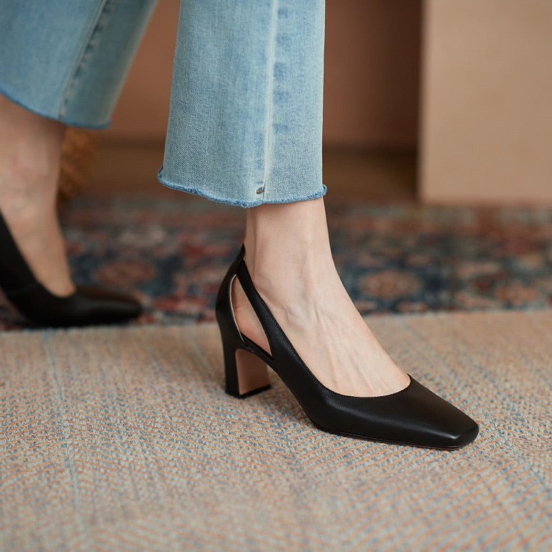FEDONAS Elegant Shallow Shoes For Women Genuine Leather High Heels Pumps Female Calssic 2021 Spring Wedding Party Women'S Shoes