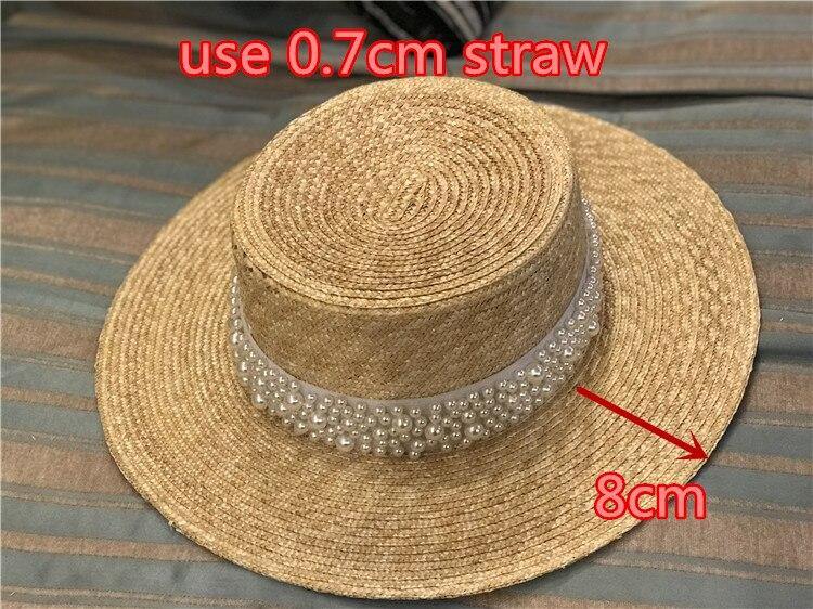 01907-shi summer handmade straw pearl lady fedoras cap women leisure panama jazz hat - Surprise store