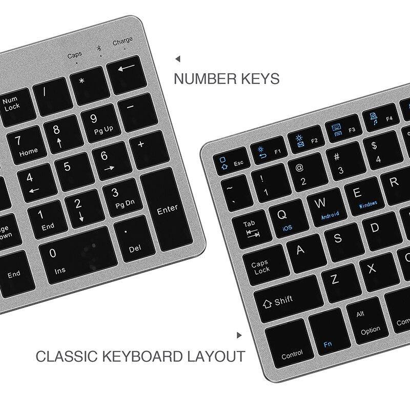 SeenDa Bluetooth Wireless keyboard for Tablet Laptop Smartphone Rechargeable Portable Wireless Keyboard with Number Pad - Surprise store