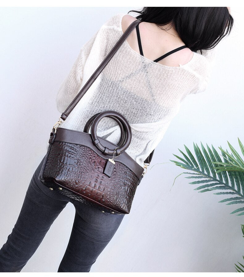 Women Luxury Handbags Women Bags Designer Crossbody Bags Female Crocodile Leather Handbag Ladies Shoulder Bag Tote Retro Handbag