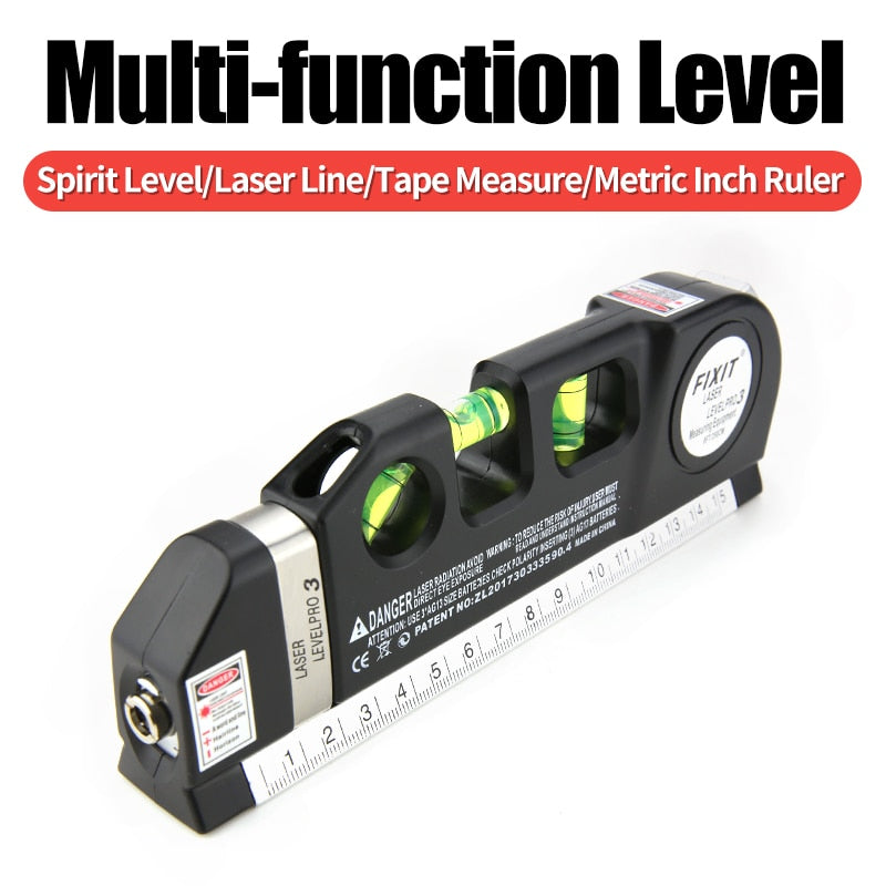 Multi-function Spirit Level Laser Horizon Hairline Vertical Marking Tape Measure Bubble Level Measurement Tool Metric Inch Ruler