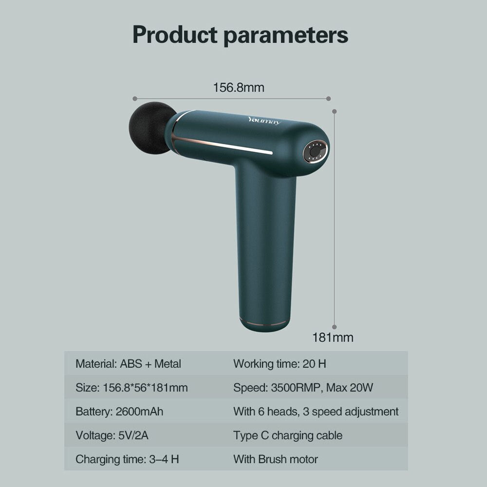 Youmay Massage Gun Electric Neck Massager Deep Tissue Muscle Massager Pain Relief Fascia Gun Body Relaxation Slimming Shaping