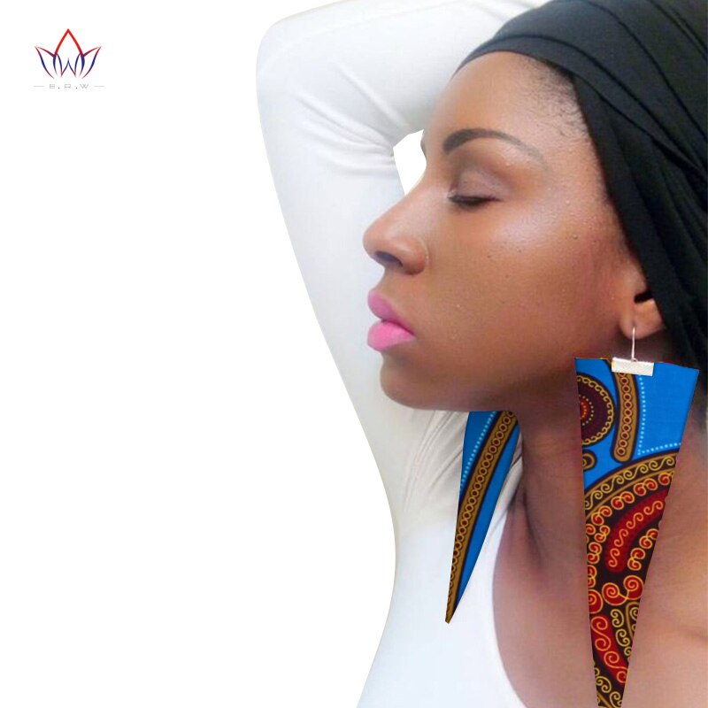 Trendy African Fabric Earrings Handmade Earrings For Women Party Gift African Print Ankara Big Oversized Drop Earrings WYB279