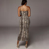 HAOYUAN Sexy Leopard Snake Print Spaghetti Strap Bodycon Midi Dress Women 2020 Summer Fashion Vestidos Night Party Club Dresses