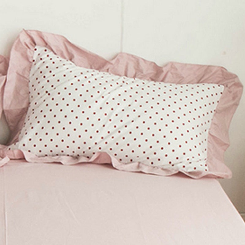 48x74cm Pink Twin Heart Rabbit Pillow Case Cover Cotton Hairball Ruffle Pillowcase Girl Cute Bedding Toy Home Decor