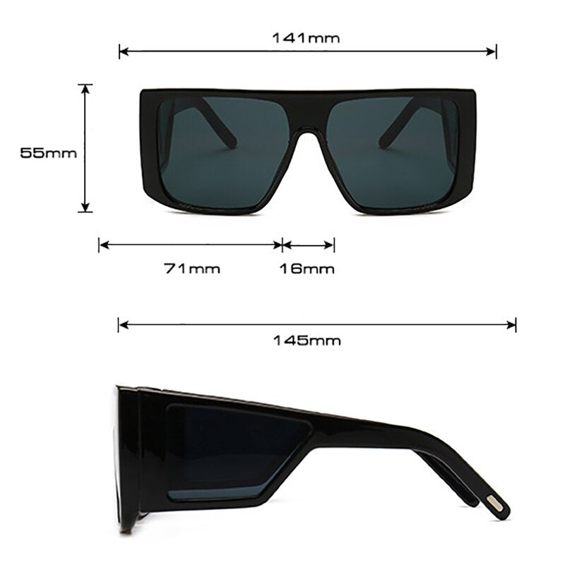 SHAUNA Square Punk Sunglasses Men Double Lens Windproof One Pieces Lens Eyewear Women Flat Top Cool Retro Goggle Sun Glasses Men