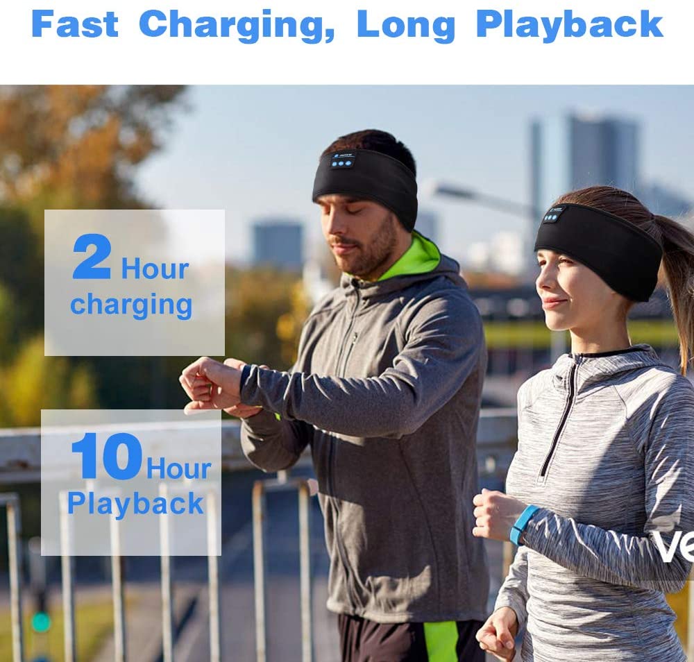 Wireless Bluetooth 5.0 Music Headband Sleep Headphones MIC Hat Man Women Hands-free Sleeping Sports Earphone for Side Sleepers