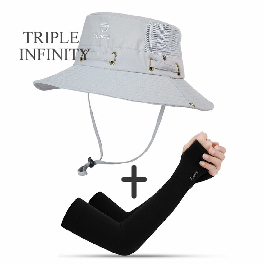 New Summer Mesh Breathable Bucket Hats Men's Outdoor Fishing Mountaineering Sun Hat Casual Foldable Adjustable Male Panama Hat