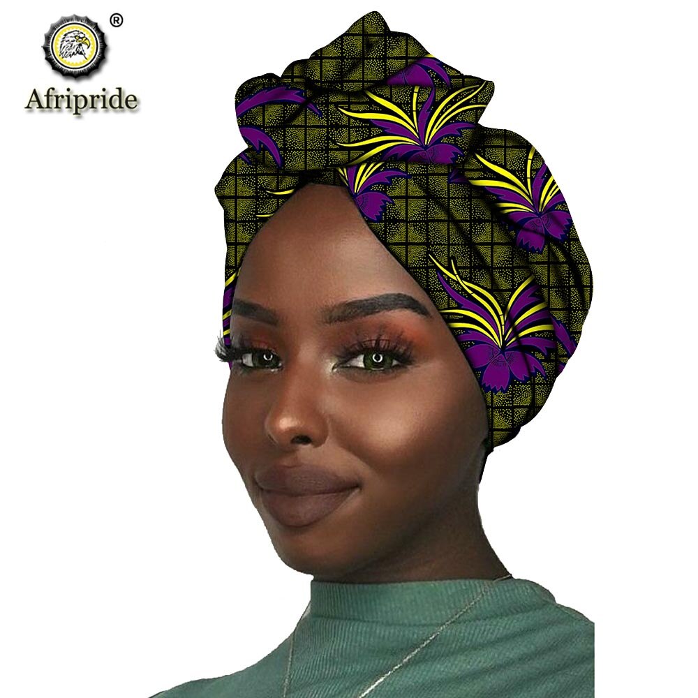 2020 African New Fashion Headwrap Women Cotton Wax Fabric Traditional Headtie Scarf Turban pure Cotton Wax AFRIPRIDE S001