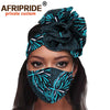 African 2 Piece for Women Headband Headwear Floral Turban Head Scarf Ladies Head Wrap Hair Accessories Match Print Mask A20H015