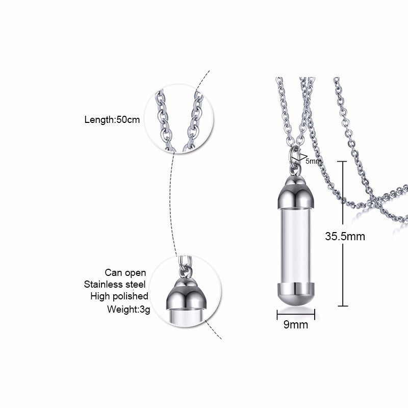 Vnox Can Open Hollow Tube Necklaces for Women Men Urn Ashes Cremation Memorial Pendants Stainless Steel Unisex Gifts Jewelry