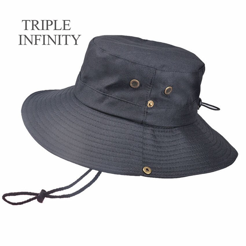Outdoor Summer Men's Sun Hat Wide Brim Breathable Mountaineering Hiking Bucket Hat Anti-UV Sun Protection Sunshade Fishing Hat