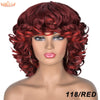 Short Hair Afro Kinky Curly Wigs With Bangs For Black Women Synthetic African Ombre Glueless Cosplay Wigs High Temperature