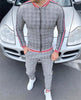 Muscle brothers 2021 new 3D printing retro men's leisure sports men's suit Plaid stripe coat Long pants men's suit