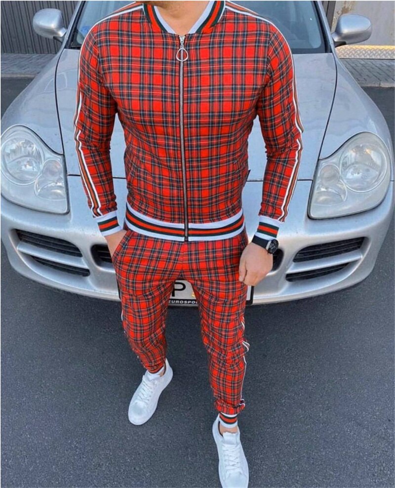 New Men Casual Zipper Set Autumn Thin Mens set Tracksuit Set Male Sweatshirt Sweatpants Fashion Pants+Jackets Two-Piece Sets
