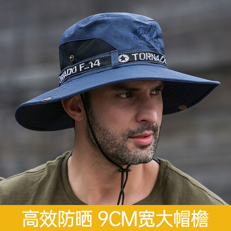 Men's Panama Hat Fisherman Hat Outdoor Breathable Mesh Hiking Hats 9CM Wide Brim Anti-UV Sun Hat Bucket Hat Mountaineering Caps