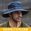 Men's Panama Hat Fisherman Hat Outdoor Breathable Mesh Hiking Hats 9CM Wide Brim Anti-UV Sun Hat Bucket Hat Mountaineering Caps