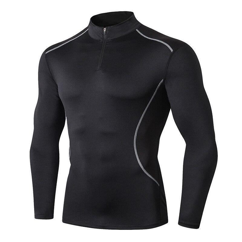 Sport High collar Compression Shirts Men Bodybuilding Sportswear T-shirtLong Sleeve Top Gyms T Shirt Men Fitness Tight Rash gard - Surprise store