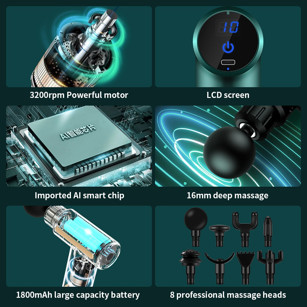 Health Manager Massage Gun Deep Tissue Percussion Muscle Massager For Pain Relief Fascia Gun Electric Body Massager