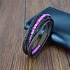 Multilayer Bracelet Natural Stone Genuine Leather Braided Wrap Bangle Stainless Steel Magnetic Clasp Bracelet Men Jewelry