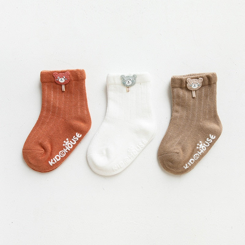 3 Pairs/Lot Infant Sock Cute Cartoon Newborn Baby Socks Dispensing Glue Non-slip Boys Girls Baby Socks Floor Socks Kids Sock