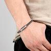 Punk Threaded Button Metal Weaving Bracelet for Men Women Stainless Steel Twining Classic Style Charm Black High Quality