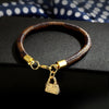 Enthusiasm Classic Women Bracelet Brown Leather Gold Alloy Cute Love Bag Pendant Women Bracelets for Men and Women Jewelry Gifts