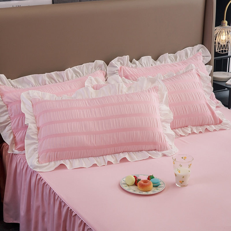 New Style High Quality Princess White Bedding Article Pillow Cover Ruffle Pillow Case Cushion Cover Sleep Pillowcase #/