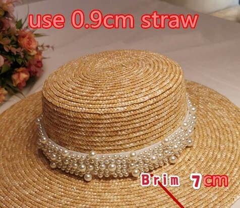 01907-shi summer handmade straw pearl lady fedoras cap women leisure panama jazz hat - Surprise store