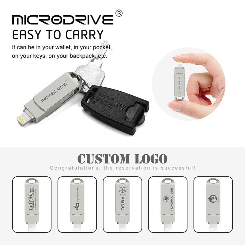 USB Flash Drive for iphone 7/7Plus/8/X/11 Usb/Otg/Lightning 128GB 64GB Pen Drive For iOS External Storage Devices