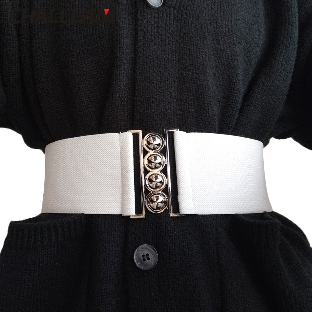 Women's wide belt female designer thick body belt belt fashion elastic dress female luxury white belt elastic red waist 19