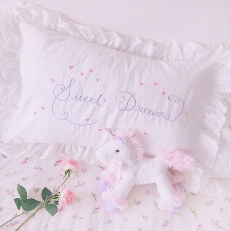 48x74cm Pink Twin Heart Rabbit Pillow Case Cover Cotton Hairball Ruffle Pillowcase Girl Cute Bedding Toy Home Decor