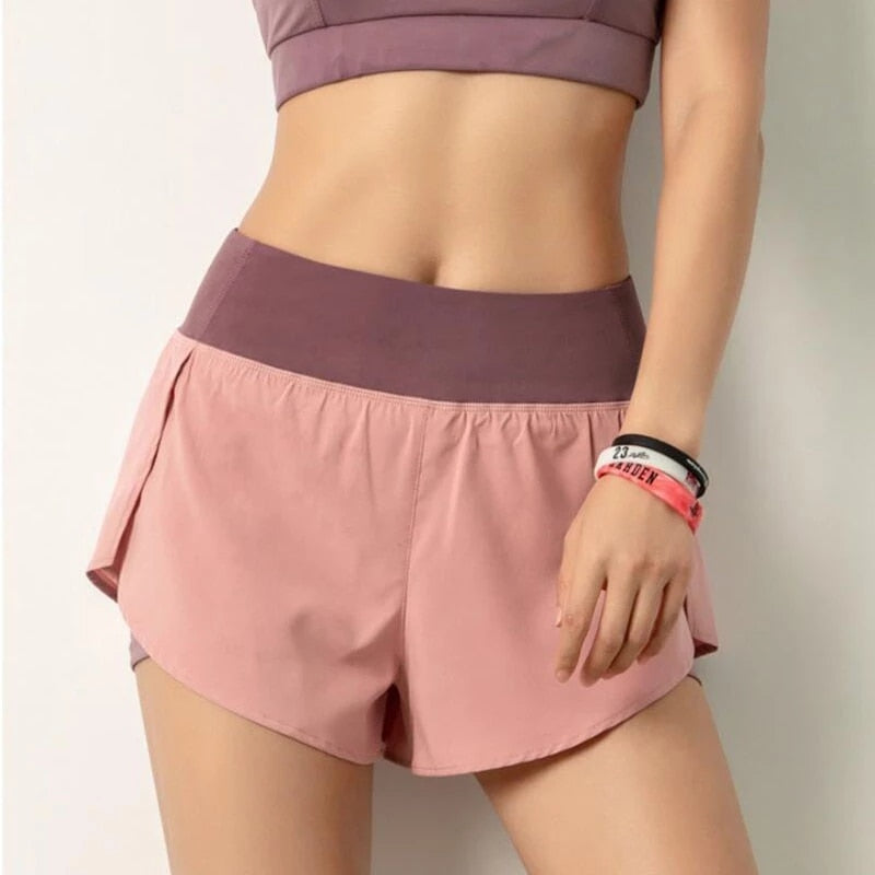 Women's Summer Sport Short 2 in 1 Pocket Running short Quick-Drying Fitness Training Shorts Women High Waist Loose Yoga Clothes