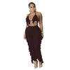 2021 Summer Women Two Piece Fashion Sexy Halter Top High Waist Fringed Stretch Pants Trousers Casual Party Club Clothing Women