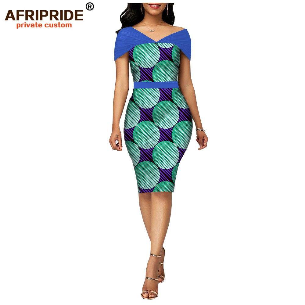 African wax summer bodycon dresses for women AFRIPRIDE tailor made adjustable sleeves knee length women party dress A1925006 - Surprise store