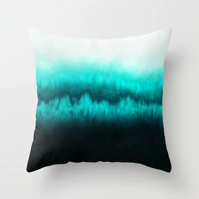 Flower Leaves Pattern Throw Pillow Case Teal Blue Cushion Covers for Home Sofa Chair Decorative Pillowcases