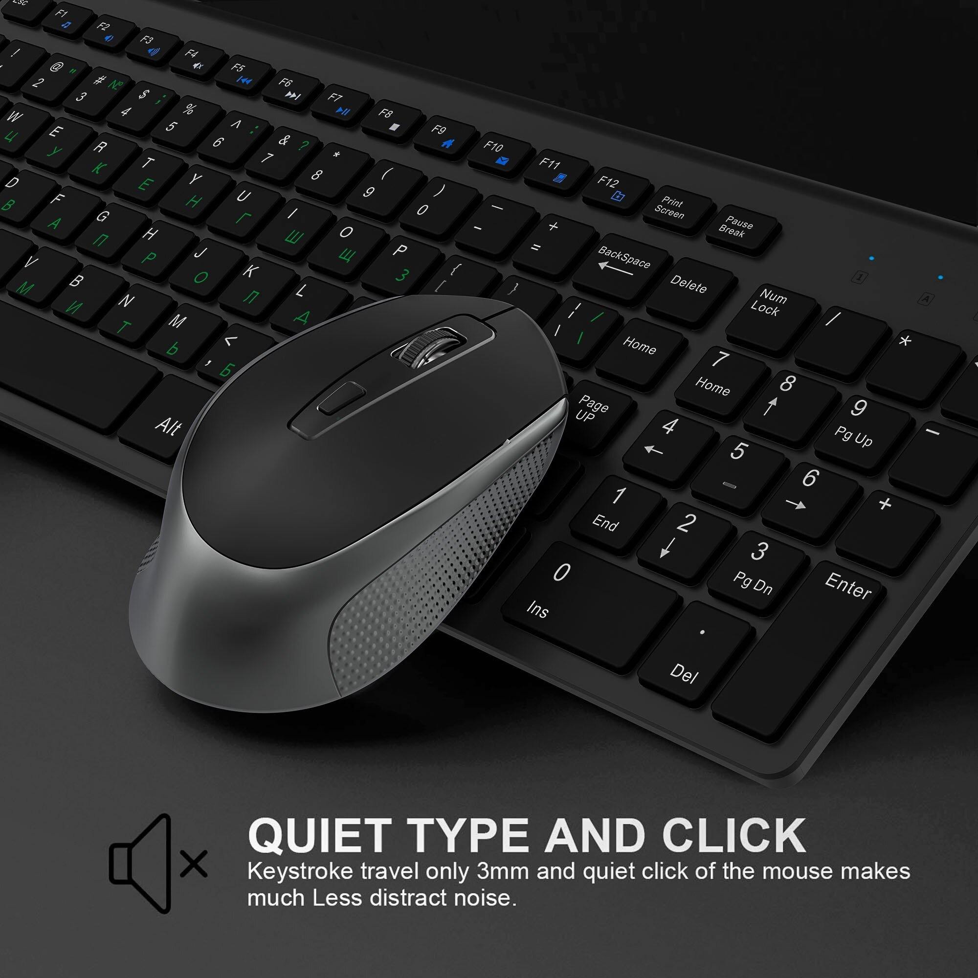 Russian keyboard wireless keyboard mouse set USB receiver with small digital compact keyboard for home office silent mouse - Surprise store