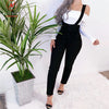 Women Streetwear Long Pants Bandage Design Button Pockets Decor High Waist Pencil Pants Lady Slim Hips Shoulder Straps Trousers