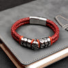 Pop Bohemian Style 316 Stainless Steel Men's Bracelet Ghost Head Accessories Woven Wine Leather Woman Bracelet 7 Day Delivery