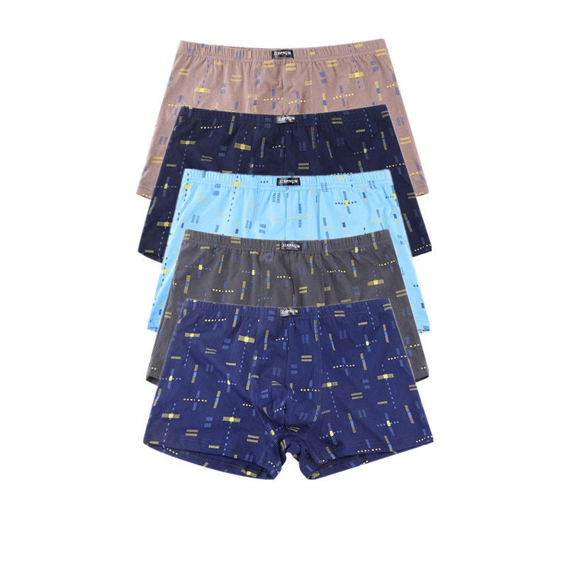 5Pcs/Lot Men'S Underwear Printed Shorts Cotton Comfortable Breathable Middle-Aged Men'S Loose Large Size Boxer Pants