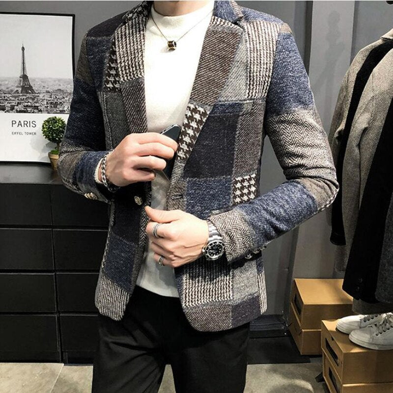 Fashion Spring Summer Clothing Male Suit Jacket Gradient Color Casual Slim Fit Fancy Party Singer Blazzer Coat
