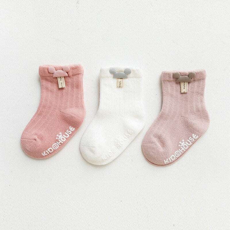 3 Pairs/Lot Infant Sock Cute Cartoon Newborn Baby Socks Dispensing Glue Non-slip Boys Girls Baby Socks Floor Socks Kids Sock