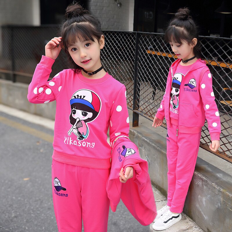 Girls Clothes Set Teen Kids Tracksuit 2020 Autumn Winter Vest + Coat + Pants 3pcs Children Clothing Suits Girl Sets 8 10 12 year