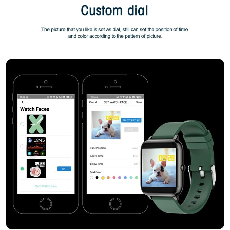 2021 Smart Watch Men Women Waterproof Fitness Sports Watch Heart Rate Tracker Call/SMS Reminder Bluetooth Smartwatch Android iOS
