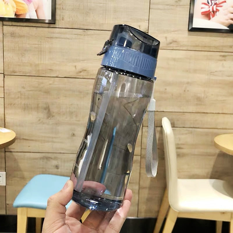 600ml Plastic Sports Water Bottle Cup Creative Portable Leak-proof Student Kids Bottle for WaterOutdoor Sport Camping Space Cup