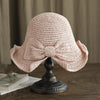 100%Raffia Bow Sun Hat Wide Brim Floppy Summer Hats For Women Beach Dome Bucket Hat Shade Hat - Surprise store
